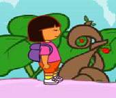 Дора собирает клубнику
