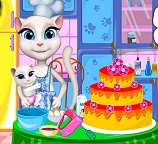 Кошечка Анжела готовит торт для Тома