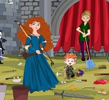 Принцесса Мерида занимается уборкой в замке