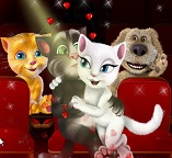 Кошки Том и Анжела целуются в кинотеатре