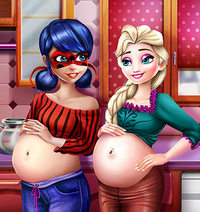 Принцесса Эльза и Леди Баг-беременные подруги